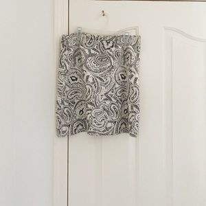 Ann Taylor Black & White Silk Paisley Print Skirt